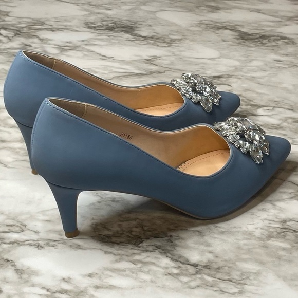 Journee Collection Faux Suede Jewel Embellished Kitt Women's High Heels - Picture 6 of 13